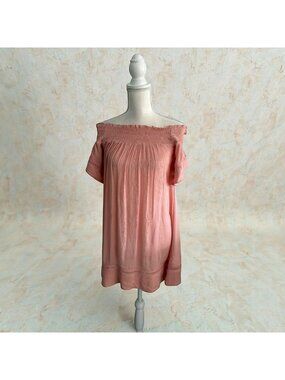 ROXY Pink Off the Shoulder Swing Dress Size Small